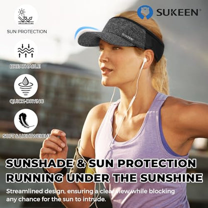 Sukeen Lightweight Sports Sun Visor Hat for Men Women - color: Black/Grey