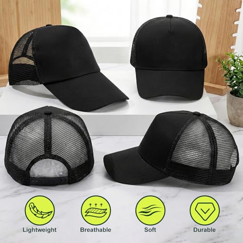 12Pack Mesh Trucker Hats, Bulk Black Trucker Cap