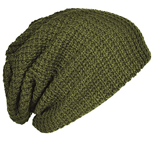 FORBUSITE Mens Slouchy Long Beanie Knit Cap for Summer Winter, Oversize - color: B08-green, size: Large