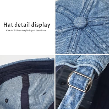 Classic Denim Skull Cap for Men Adjustable Brimless Beanie Hat for Everyday Casual Wear - color: Blue