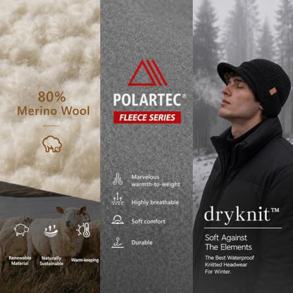 TOP-EX 80% Merino Wool Waterproof Winter Beanie Hat Men Big Heads - color: Navy, size: X-Large-XX-Large