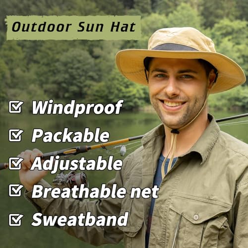 TOP-EX Oversized Waterproof Mesh Sun Hat for Big Heads with Wide Brim - color: Grey-2.7"brim, size: Medium-Large