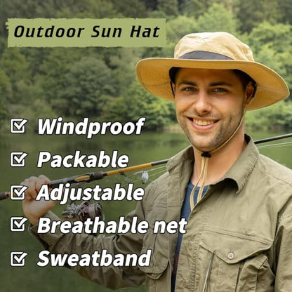 TOP-EX Oversized Waterproof Mesh Sun Hat for Big Heads with Wide Brim - color: Grey-2.7"brim, size: Large-X-Large