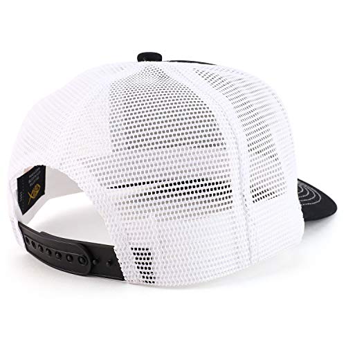 Trendy Apparel Shop Thinking Cap Washed Two Tone Trucker Baseball Cap - color: Black White