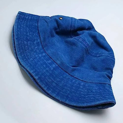 Premium Cotton Bucket Hats,Packable Hats for Men Women,Summer Bucket Hat,Fishing Sun Hats - color: Blue