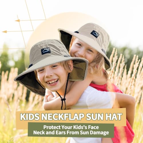 ZOORON Kids Sun Hat with Neck Flap Beach Fishing Bucket for Boys Girls - color: Pink