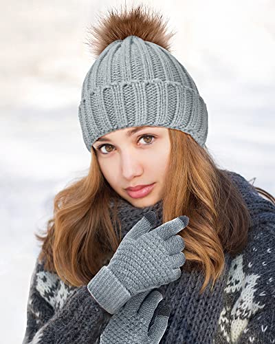 Syhood 4 Pcs Hat and Glove Set Winter Beanie and Glove Set - color: Black and Grey