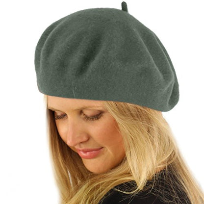 Classic Winter 100% Wool Warm French Art Basque Beret Tam Beanie Hat Cap - color: Gray