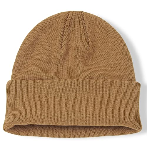100% Cotton Beanie for Women Men Soft Knit Beanies Warm Winter Hat - color: Brown