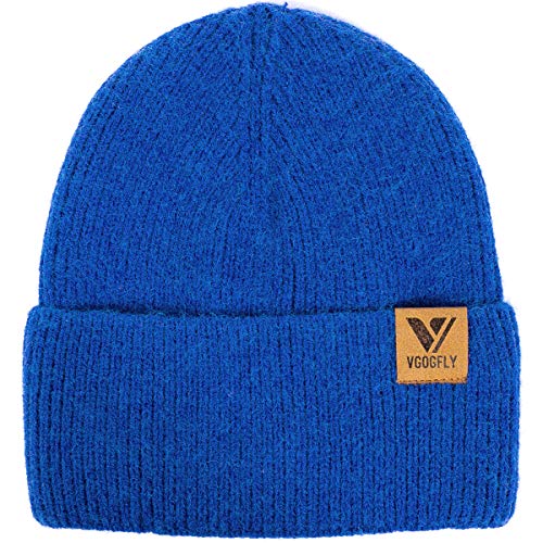 Vgogfly Beanie Men Slouchy Knit Skull Cap Warm Stocking Hats Guys Women Striped Winter Beanie Hat Cuffed Plain Hat - color: Dark Blue