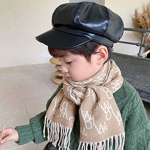 LABANCA Kids PU Leather Beret Hat Newsboy Cap Vintage Octagonal Cap Black Painter Hat for Boys Girls