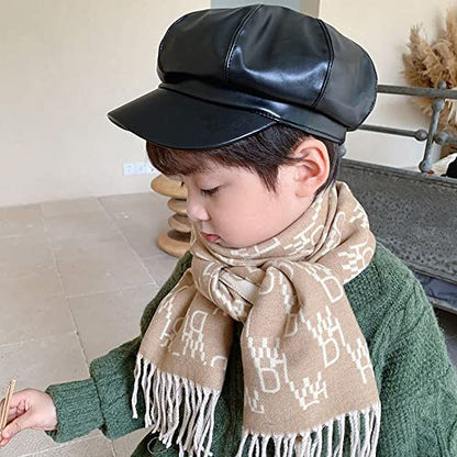 LABANCA Kids PU Leather Beret Hat Newsboy Cap Vintage Octagonal Cap Black Painter Hat for Boys Girls