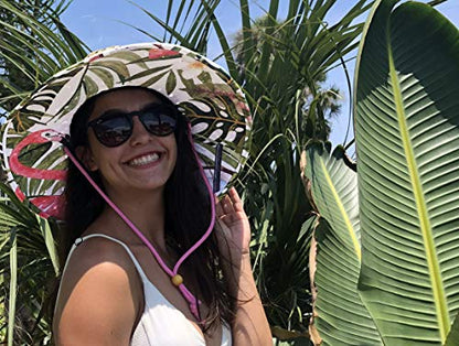 Malabar Hat Fabric Pattern Print Straw Sunhat Men & Women - color: Flamingo