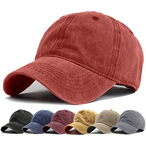 HH HOFNEN Baseball Cap Washed Cotton Unstructured Vintage Hat for Men Women - color: #1 Orange