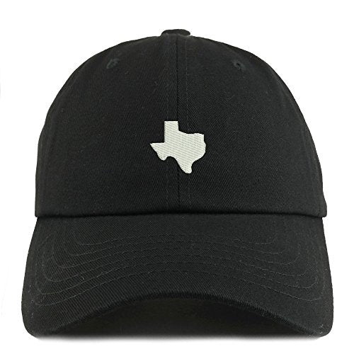 Trendy Apparel Shop Texas State Map Embroidered Low Profile Soft Cotton Dad Hat Cap - color: Black