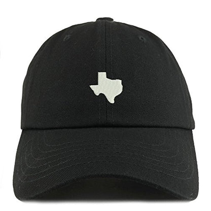 Trendy Apparel Shop Texas State Map Embroidered Low Profile Soft Cotton Dad Hat Cap - color: Black