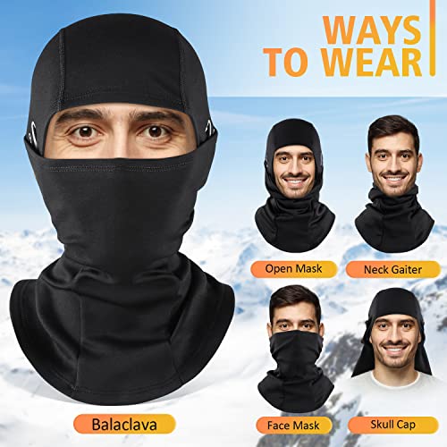 KGC Winter Balaclava for Men Women, Thermal Ski Mask Cold Weather Face Mask - color: Black