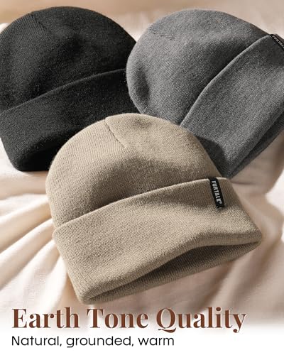 FURTALK Beanie Hat for Men Women Winter Hats for Women Men Soft Warm Unisex Cuffed Beanie Knitted Skull Cap - color: Burlywood