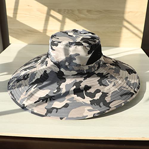 HUAMULAN Men Women 6" Wide Brim Sun Protection Hat Summer Fishing Hats - color: Hn002-micai5