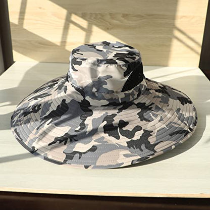 HUAMULAN Men Women 6" Wide Brim Sun Protection Hat Summer Fishing Hats - color: Hn002-micai5
