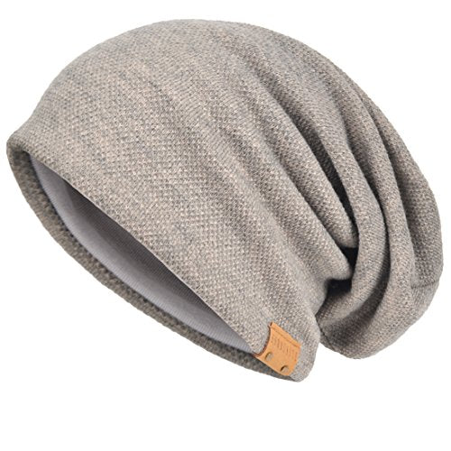VECRY Men's Slouch Beanie Skull Cap Long Baggy Hip-Hop Winter Summer Hat - color: Khaki
