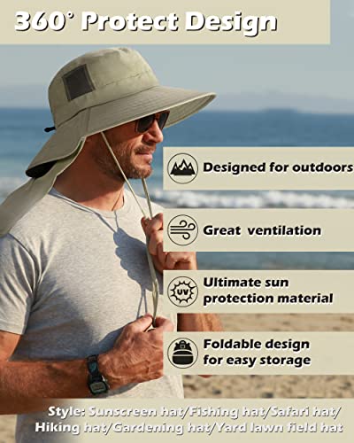 Tirrinia Neck Flap Fishing Safari Cap for Men - color: # Olive