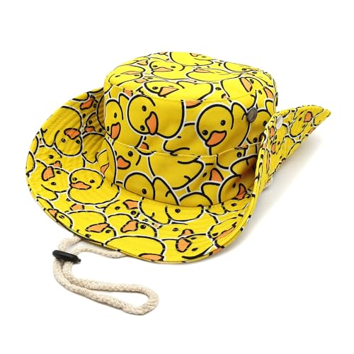 Sun Bucket Hat for Men Women Fishing Beach Safari Trendy Cotton Cowboy Cap for Golf Hiking Hunting Outdoor Boonie - color: Duck Yellow