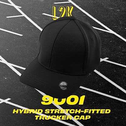 [2 Pack] Hybrid Stretch-Fitted Trucker Cap, Baseball Cap with Air Mesh - color: 2pk Khaki, size: Small-Medium