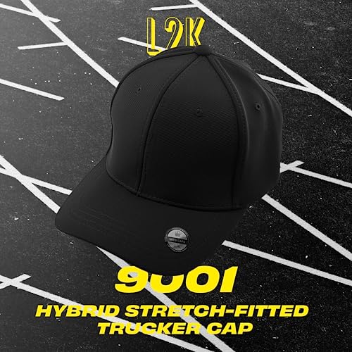 [2 Pack] Hybrid Stretch-Fitted Trucker Cap, Baseball Cap with Air Mesh - color: 2pk Red, size: Small-Medium