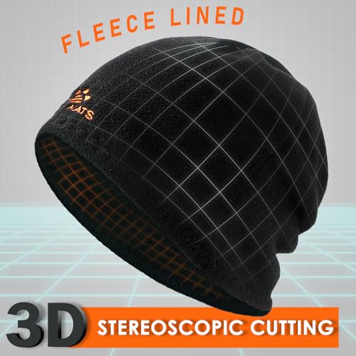 Lvaiz Winter Fleece Lined Beanie Hat for Men Women Reversible Skull Cap - color: Dark Green+black