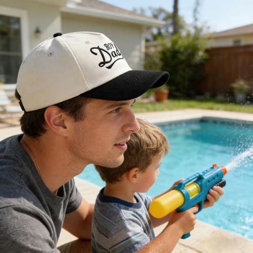 Embroidered Baseball Cap, Cotton Dad Hat, Fun & Heartfelt Stitching, Adjustable Casual Outdoor Hat for Men Women - color: Boy Dad - Black/Beige