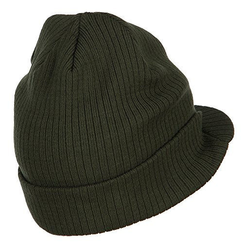 e4Hats.com Big Knit Ribbed Beanie with Visor - color: Olive