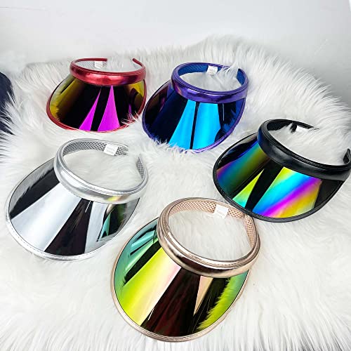 2 Pack Sun Visor Hats Women Men Clip-on Iridescent Clear Sport Outdoor Cap - color: 2pack ,Gold Black