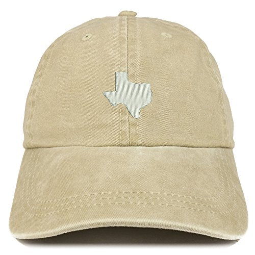 Trendy Apparel Shop Texas State Map Embroidered Washed Cotton Adjustable Cap - color: Khaki