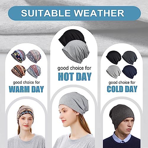 Cotton Slouchy Beanie Hip-Hop Soft Lightweight Running Beanie Adult Dwarf Hats Chemo Cap for Men Women - color: Closetop-thin-2pk-blk/Lgy