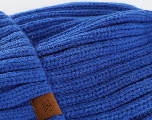 Home Prefer Mens Winter Hat Wool Fleece Lined Knit Beanie Hat Warm Stocking Caps - color: Royal Blue
