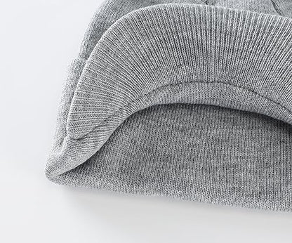 Home Prefer Men's Winter Beanie Hat with Brim Warm Double Knit Cuff Beanie Cap Watch Radar Hat - color: Ash