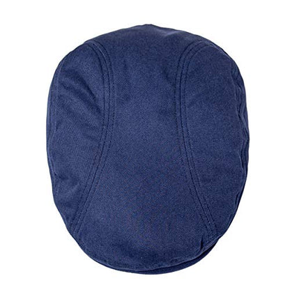 BOTVELA Men Cotton Twill Newsboy Flat Hat Fitted Cap - color: Navy, size: 7 7/8