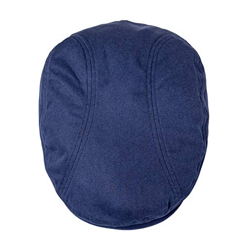 BOTVELA Men Cotton Twill Newsboy Flat Hat Fitted Cap - color: Navy, size: 7 3/8