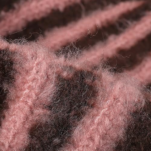 Rib Knit Striped Beanie Cuffed Winter Warm Casual Daily Hat for Unisex Adults - color: Pink