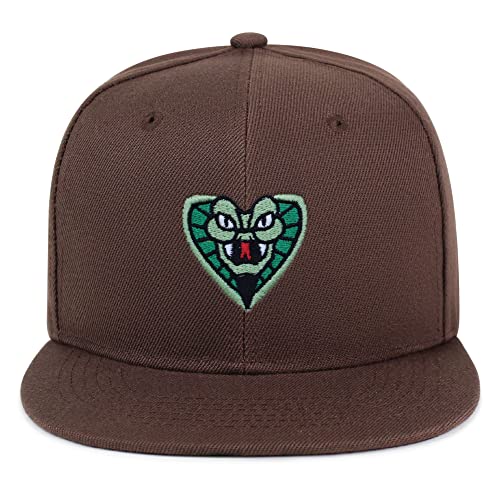 Snake Hip-Hop Snapback Hat Embroidered Baseball Cap Cobra - color: 10. Brown