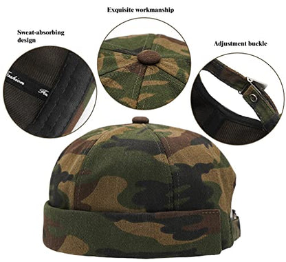 Glamorstar Dome Brimless Hats for Women Men Sailor Docker Beanie Cap Hip Hop Hats - color: Camo