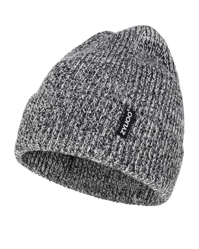 Zylioo XXL Beanie for Men,Big Head Winter Knit Hat,Stretch Warm Skull Cap - color: Mix Gray, size: XX-Large-3X-Large