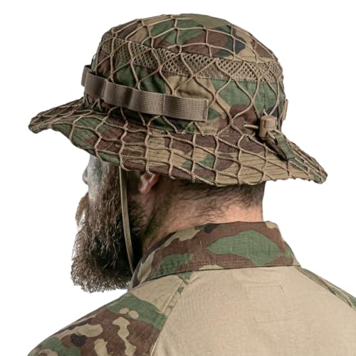 CQR Men's Tactical Boonie Hat, Breathable Packable Sun Hat for Hunting, Hiking, Fishing, Shooting, and Outdoor Activities - color: Recon Woodland Olive, size: Small-Medium