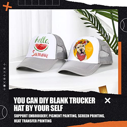 Tarpop 10 Pcs Sublimation Blank Trucker Hats Bulk - color: Grey and White