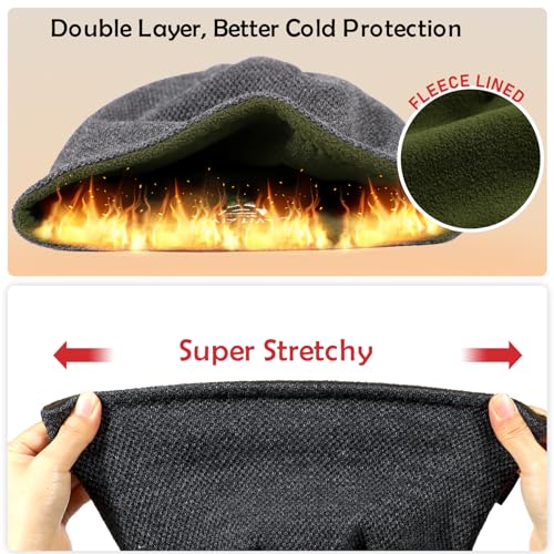 Lvaiz Winter Beanie for Men Women Warm Fleece Lined Reversible Skull Cap - color: Grey+dark Green