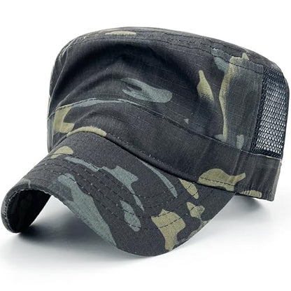 Loneshark Tactical Camo Military Hat Cadet Cap Army Flat Top - color: Back-mesh-multicam, size: One Size