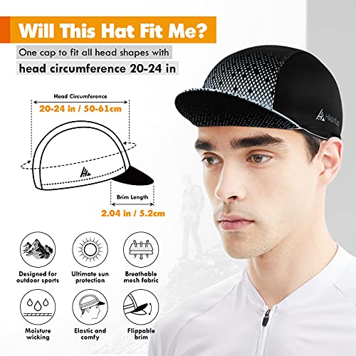 Hikenture Cycling Cap,Cooling Skull Cap Bike Hat with Sun Visor, Summer Breathable Helmet Liner Biking Cap for Men Women - color: Grey Dot