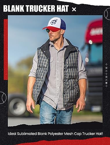 Tarpop 10 Pcs Sublimation Blank Trucker Hats Bulk - color: Red Blue White