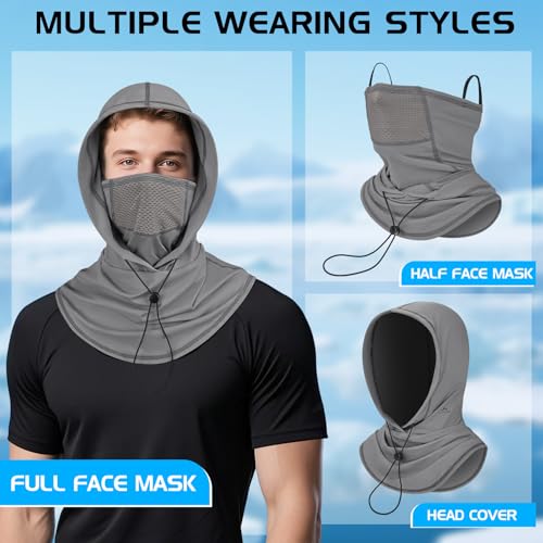 GXCROR Cooling Breathable Balaclava Face Mask Sun UV Protection Hood Shiesty Mask for Cycling Fishing Running - color: Gray